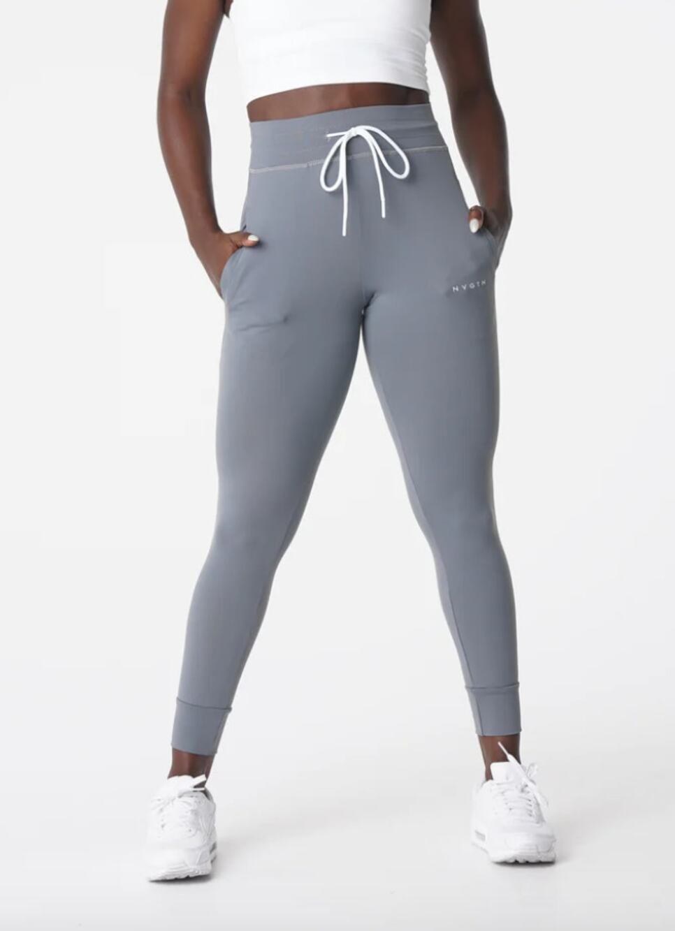 NVGTN Cloud Grey Jogger Pant Womens Small Nylon Athletic New Drawstring Active